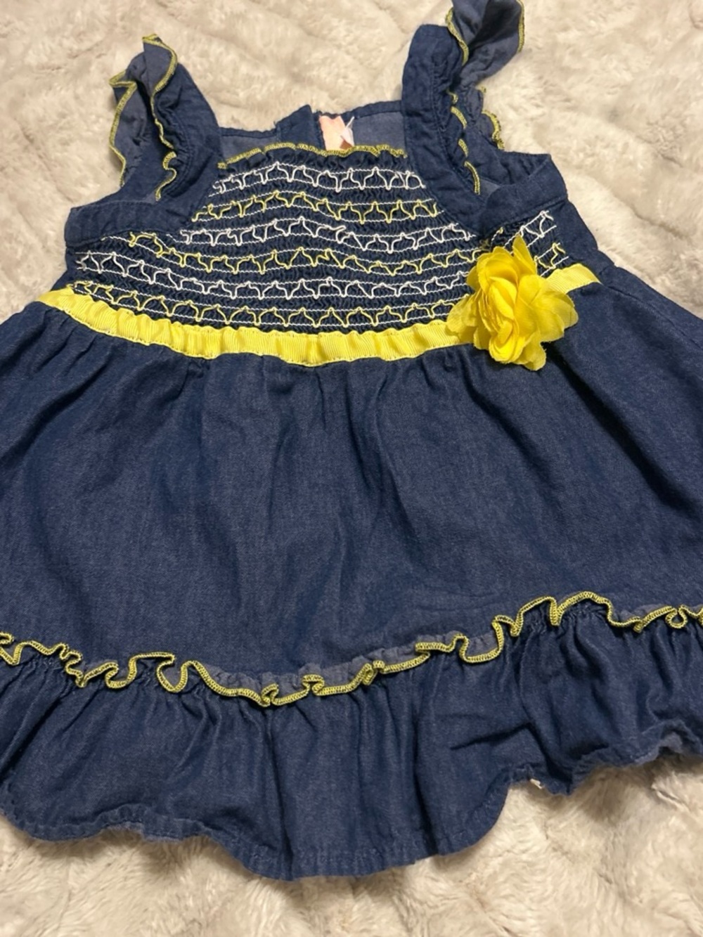 & Other Stories Navy Blue and Yellow Ruffle Sundress for Kids